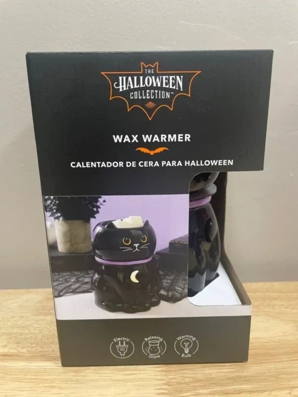 Halloween Black Cat Purple Moon Wax Warmer